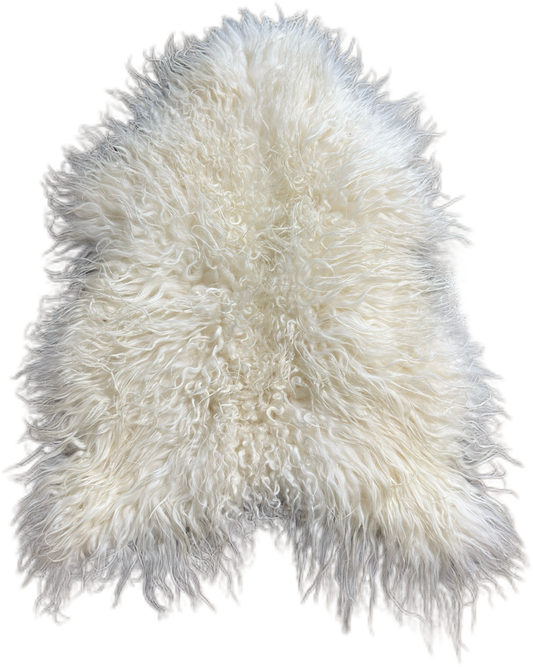 Icelandic White Curly Wool Sheepskin Rug