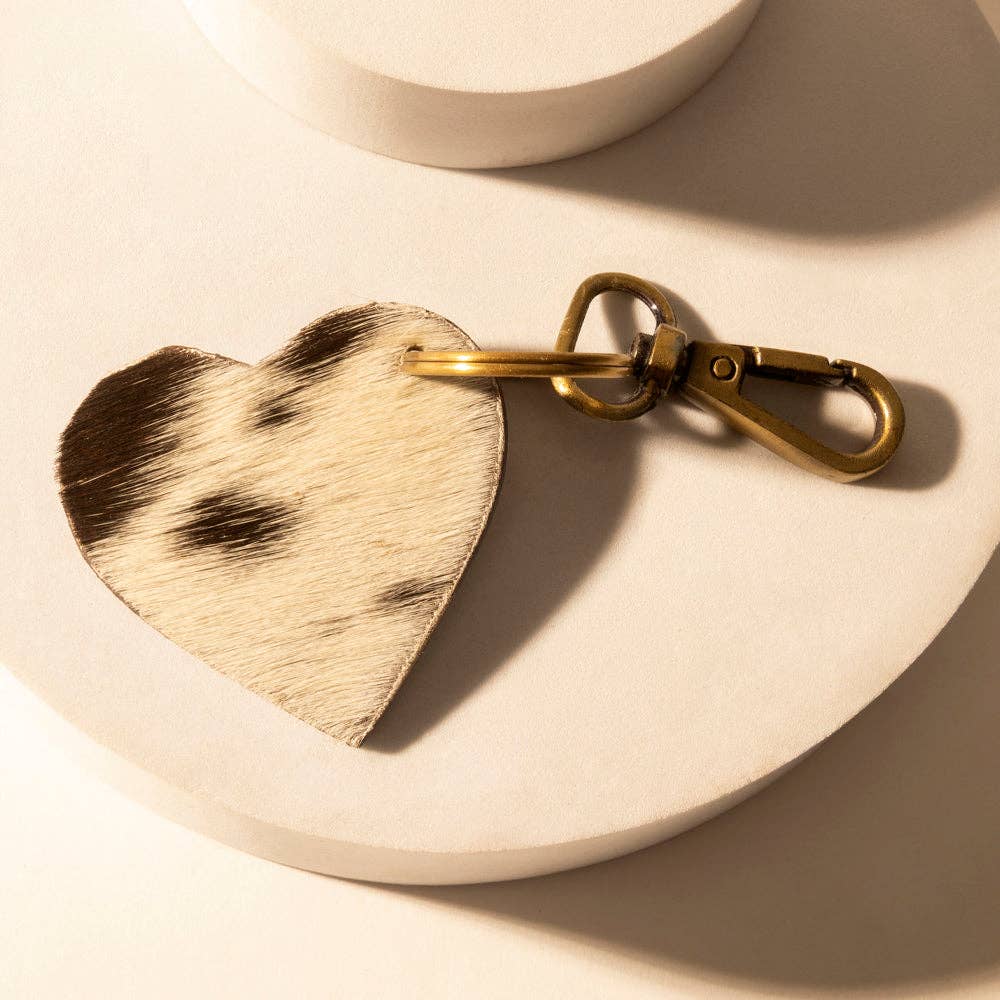 Carved Heart Western Key Fob in dark brown with handtooled detail