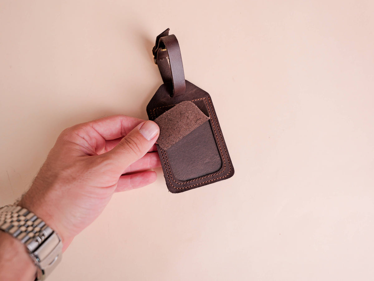Genuine Leather Luggage Tag, Travel Bag Tag, Suitcase Label