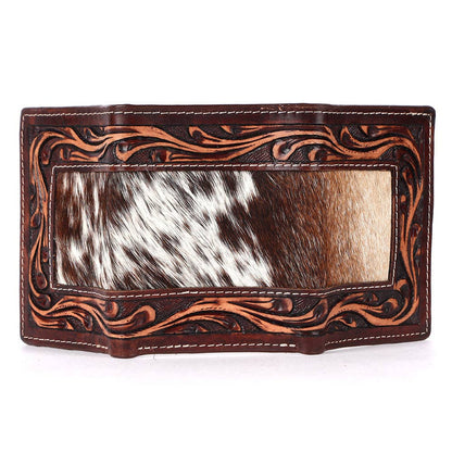 Genuine Leather Hand Carved Trifold Wallet For Men & Women