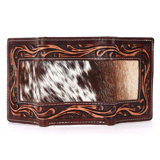 Genuine Leather Hand Carved Trifold Wallet For Men & Women