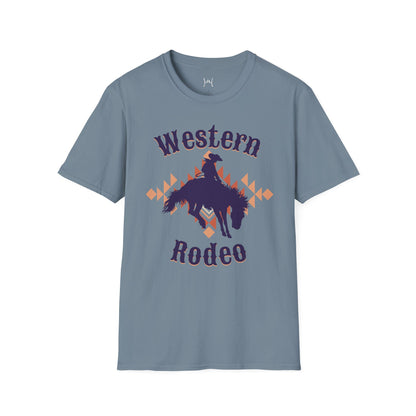 Western Rodeo Unisex Softstyle T-Shirt – Casual Cowboy Vibe, Perfect for Rodeo Events and Friends Gatherings