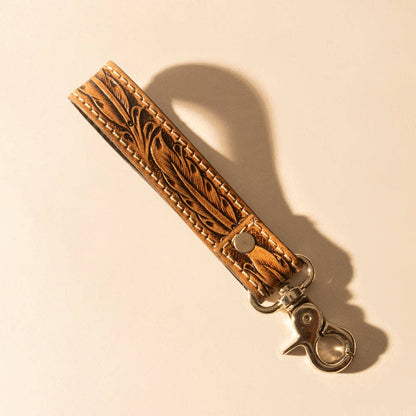 Hide Inlay Western Key Fob in tan with hairon detail