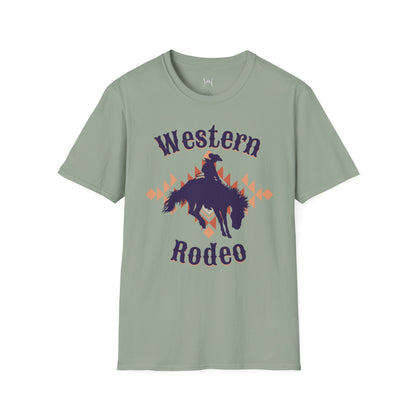 Western Rodeo Unisex Softstyle T-Shirt – Casual Cowboy Vibe, Perfect for Rodeo Events and Friends Gatherings