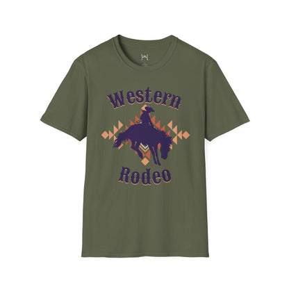 Western Rodeo Unisex Softstyle T-Shirt – Casual Cowboy Vibe, Perfect for Rodeo Events and Friends Gatherings