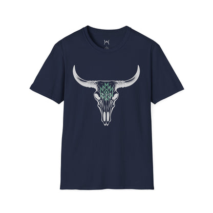 Unisex Softstyle T-Shirt with Bull Skull Design - Perfect for Nature Lovers and Festivals