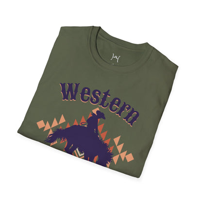 Western Rodeo Unisex Softstyle T-Shirt – Casual Cowboy Vibe, Perfect for Rodeo Events and Friends Gatherings