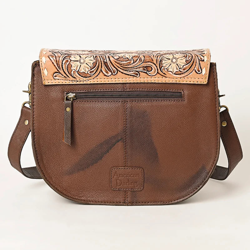 ADBGA424 American Darling Hand Tooled Hair-On Cowhide Leather Cross body Bag