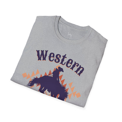 Western Rodeo Unisex Softstyle T-Shirt – Casual Cowboy Vibe, Perfect for Rodeo Events and Friends Gatherings