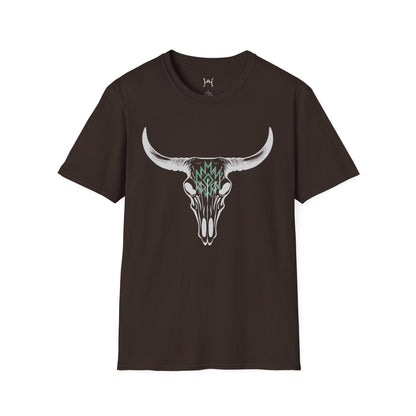 Unisex Softstyle T-Shirt with Bull Skull Design - Perfect for Nature Lovers and Festivals