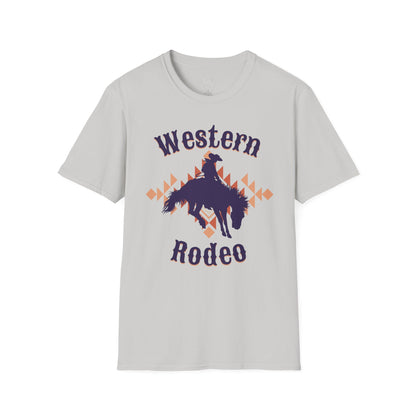 Western Rodeo Unisex Softstyle T-Shirt – Casual Cowboy Vibe, Perfect for Rodeo Events and Friends Gatherings
