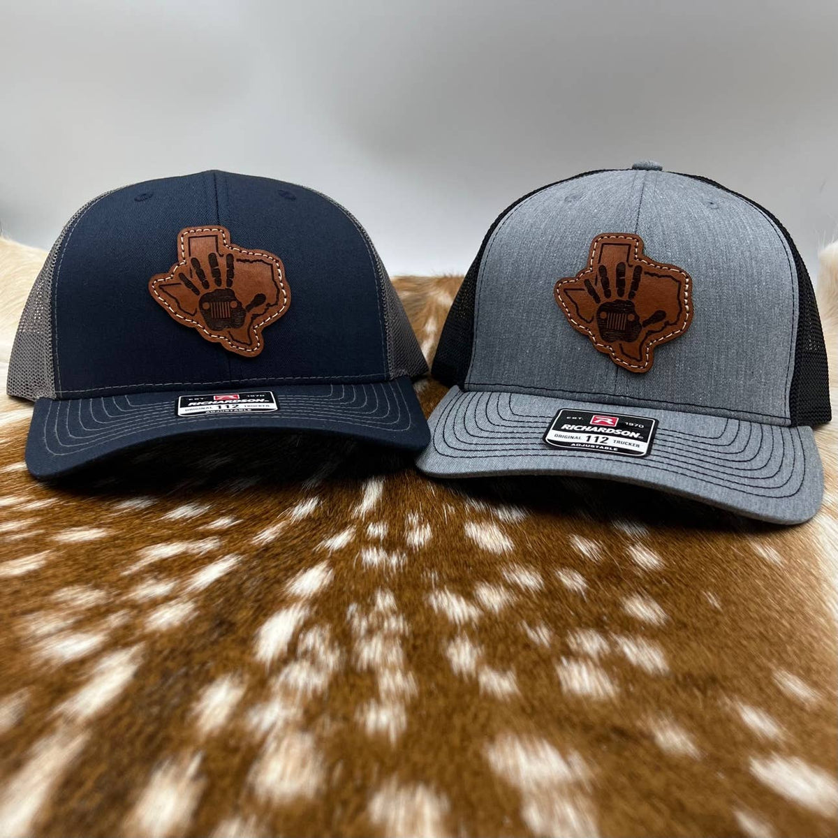 Custom Logo Leather Patch Hat - Patches are sewn, not glued!