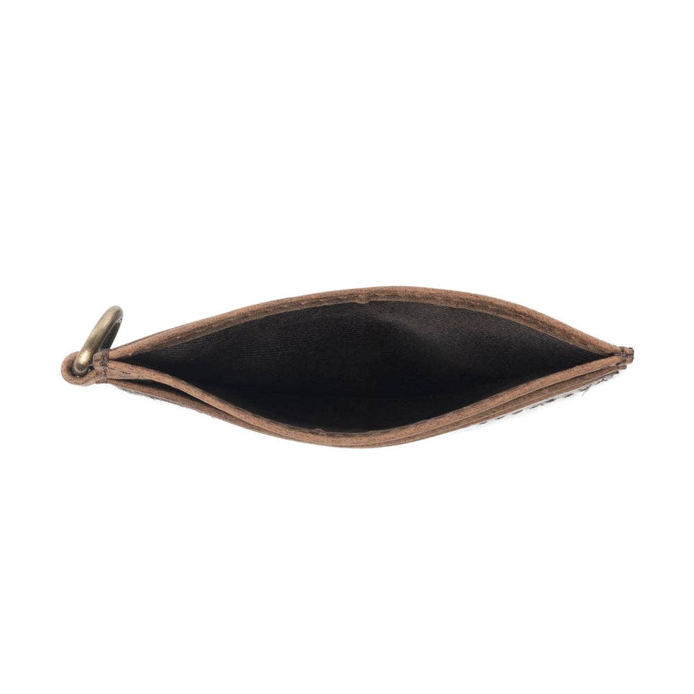 Cowtown Card Holder for Women in black with hair-on detail