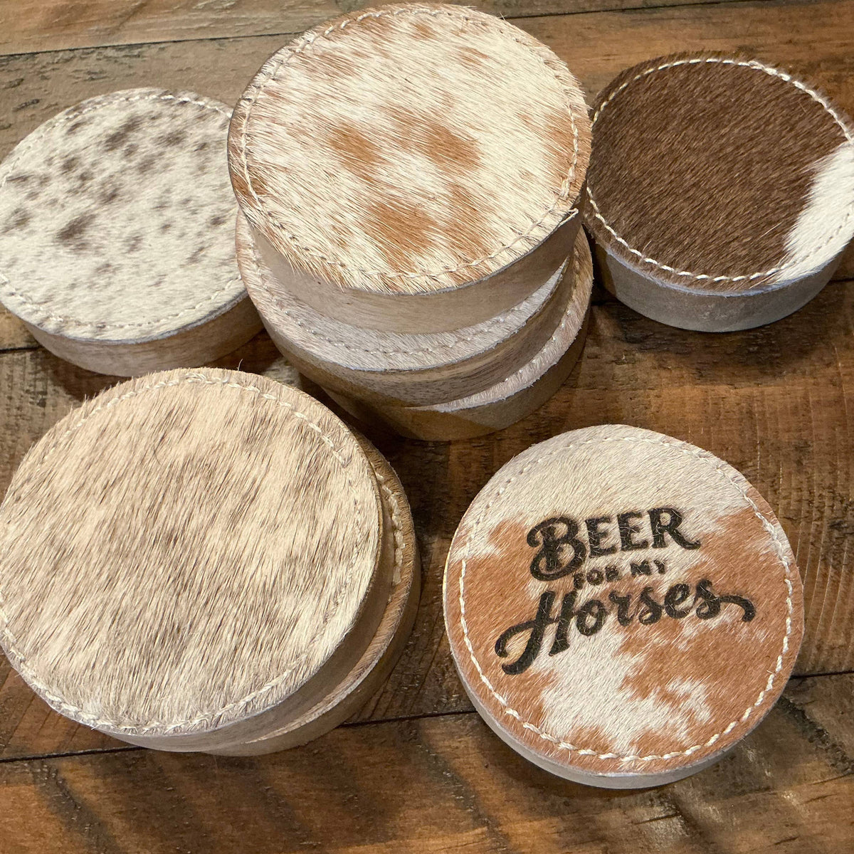 Cowhide Covered Wood Bottle Opener Engraving Blanks Branding