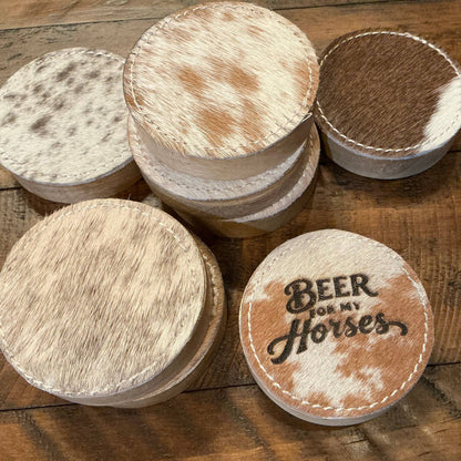 Cowhide Covered Wood Bottle Opener Engraving Blanks Branding