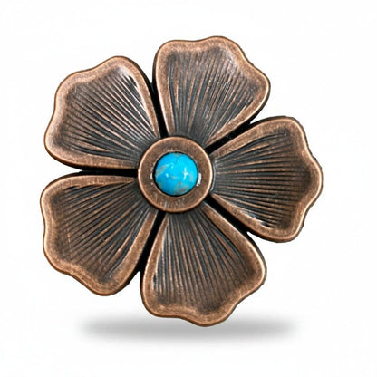 Copper Flower Turquoise Western Concho W111