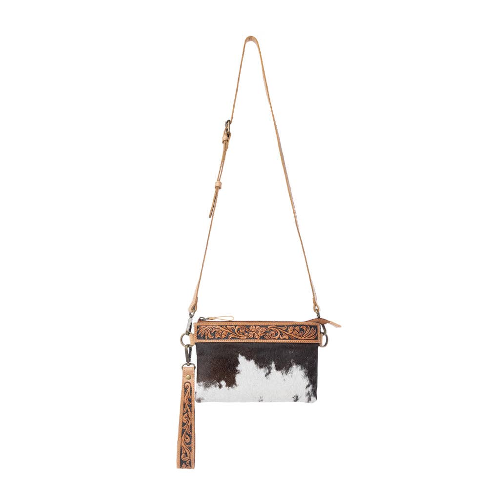 Stone Barrow Hairon Leather Bag in Ochre Frost