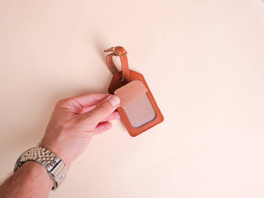 Genuine Leather Luggage Tag, Travel Bag Tag, Suitcase Label