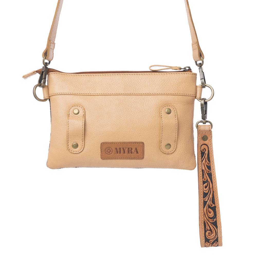 Stone Barrow Hairon Leather Bag in Ochre Frost
