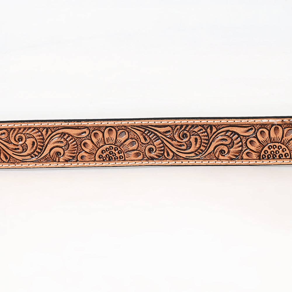 BER192-Hand Carved Western Leather Belt