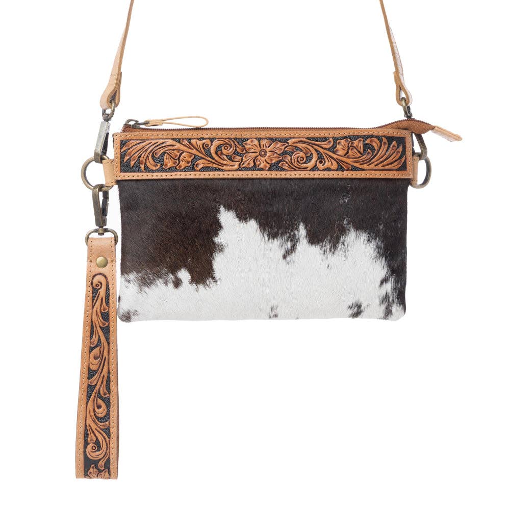 Stone Barrow Hairon Leather Bag in Ochre Frost