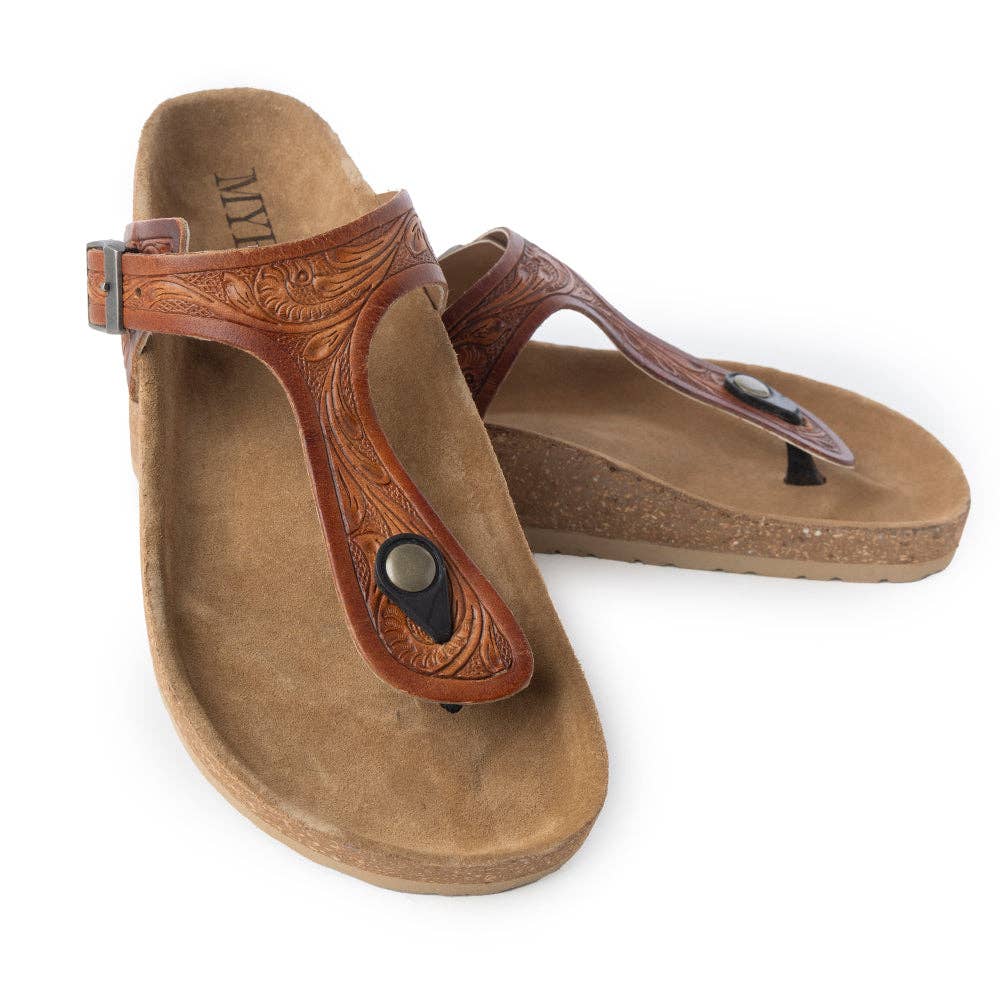 Crockler Western Hand-Tooled Sandals