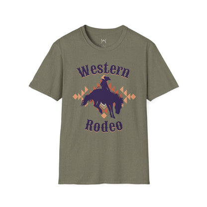 Western Rodeo Unisex Softstyle T-Shirt – Casual Cowboy Vibe, Perfect for Rodeo Events and Friends Gatherings