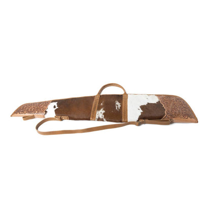Redstone Divide Handtooled Hairon Leather Gun Case in Mocha Brown
