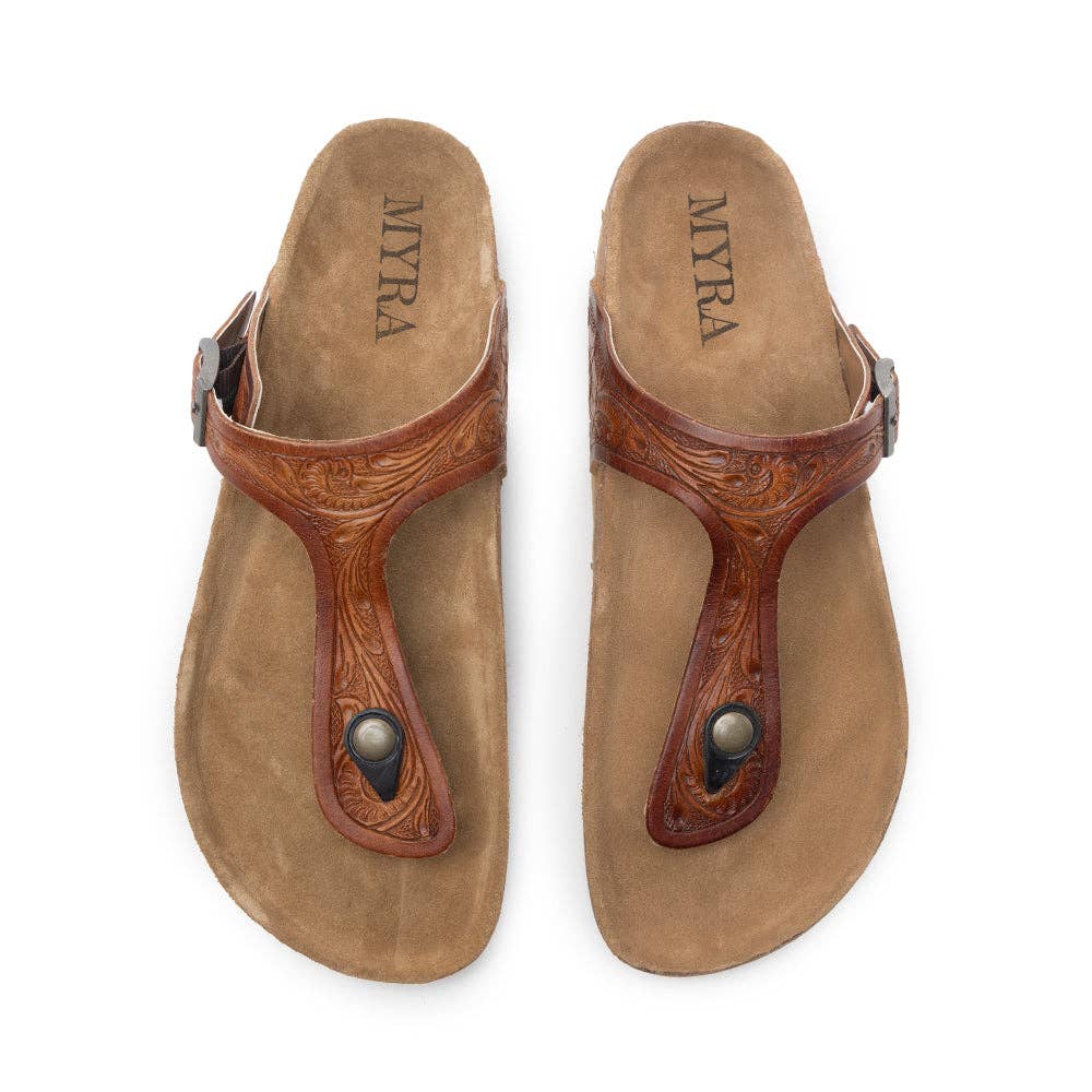 Crockler Western Hand-Tooled Sandals