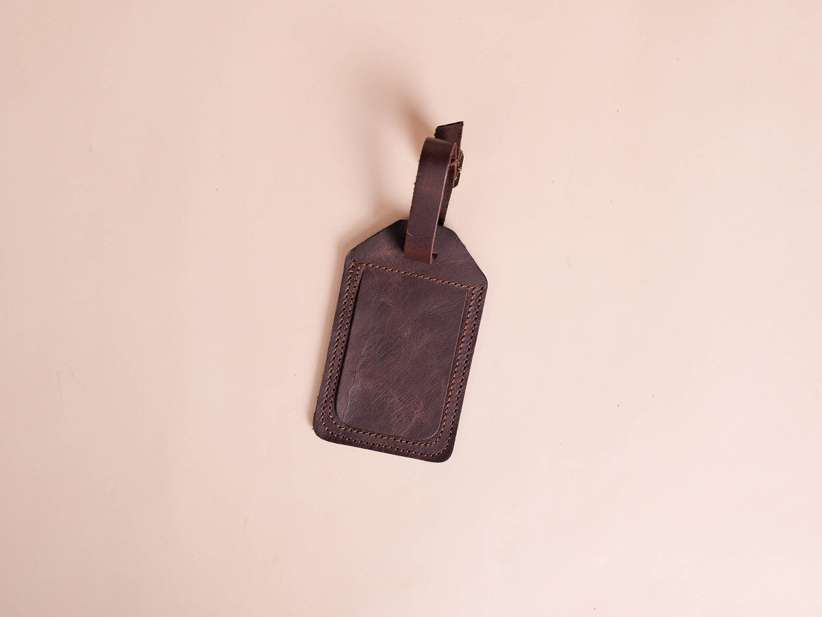 Genuine Leather Luggage Tag, Travel Bag Tag, Suitcase Label