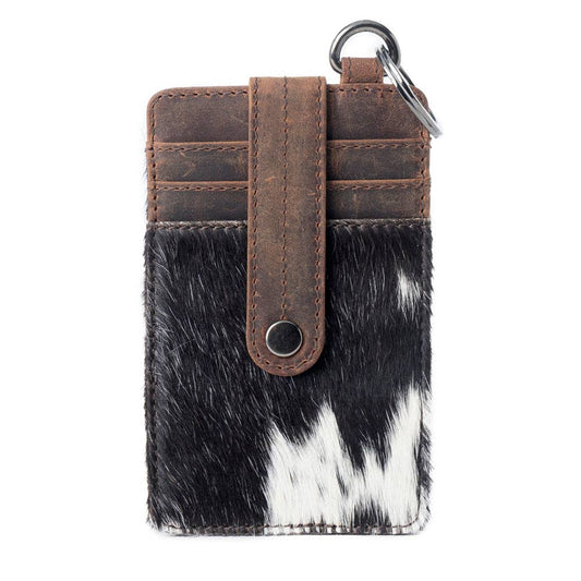 Roper Card Holder for Women in black with hair-on detail