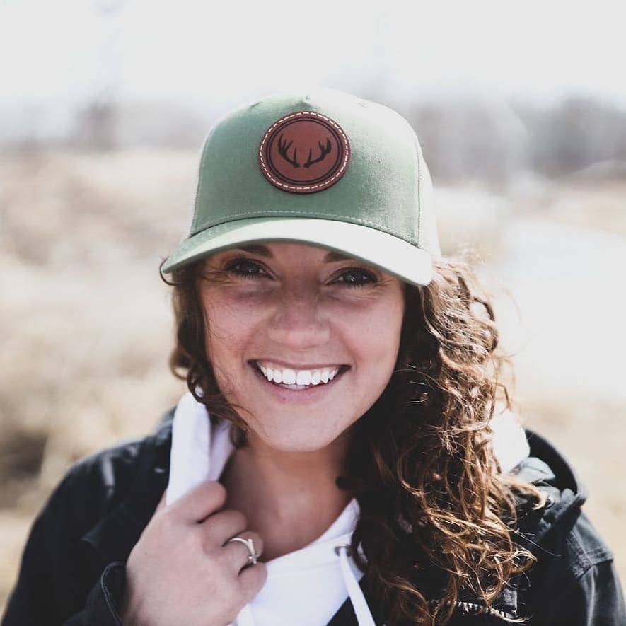 Custom Logo Leather Patch Hat - Patches are sewn, not glued!