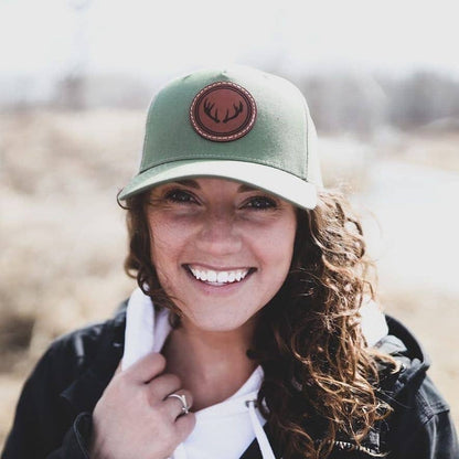 Custom Logo Leather Patch Hat - Patches are sewn, not glued!