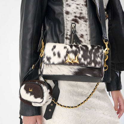 Loyal West Savi Mini Bag In Black & White Cowhide