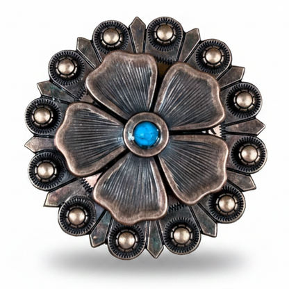 Copper Flower Turquoise Western Concho W111