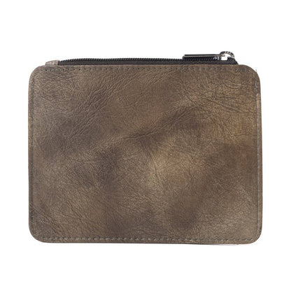 Driftwood Cove Embossed Leather Credit Card Holder in Olive Brown