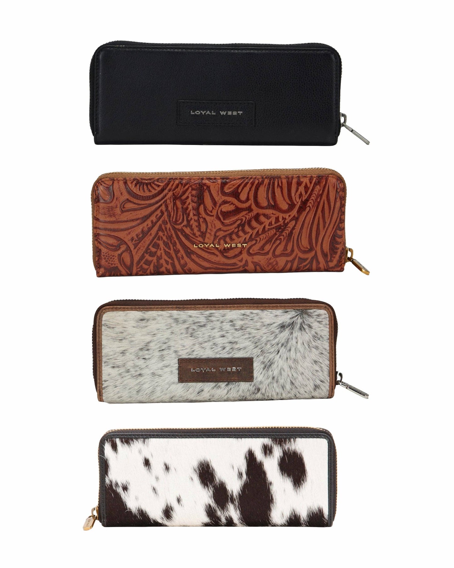 Loyal West Ranch Road Jewelerycase In Brown & White Cowhide