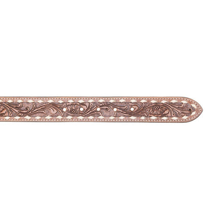 Talavera Handtooled Leather Belt for Women in Ember