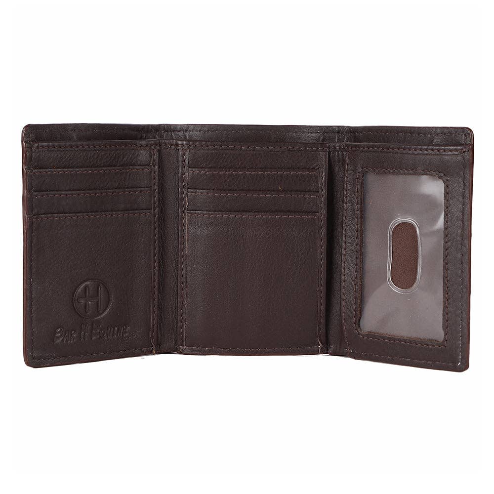 Genuine Leather Hand Carved Trifold Wallet For Men & Women