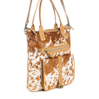 Mesa Maverick Tote Bag in Brown & White