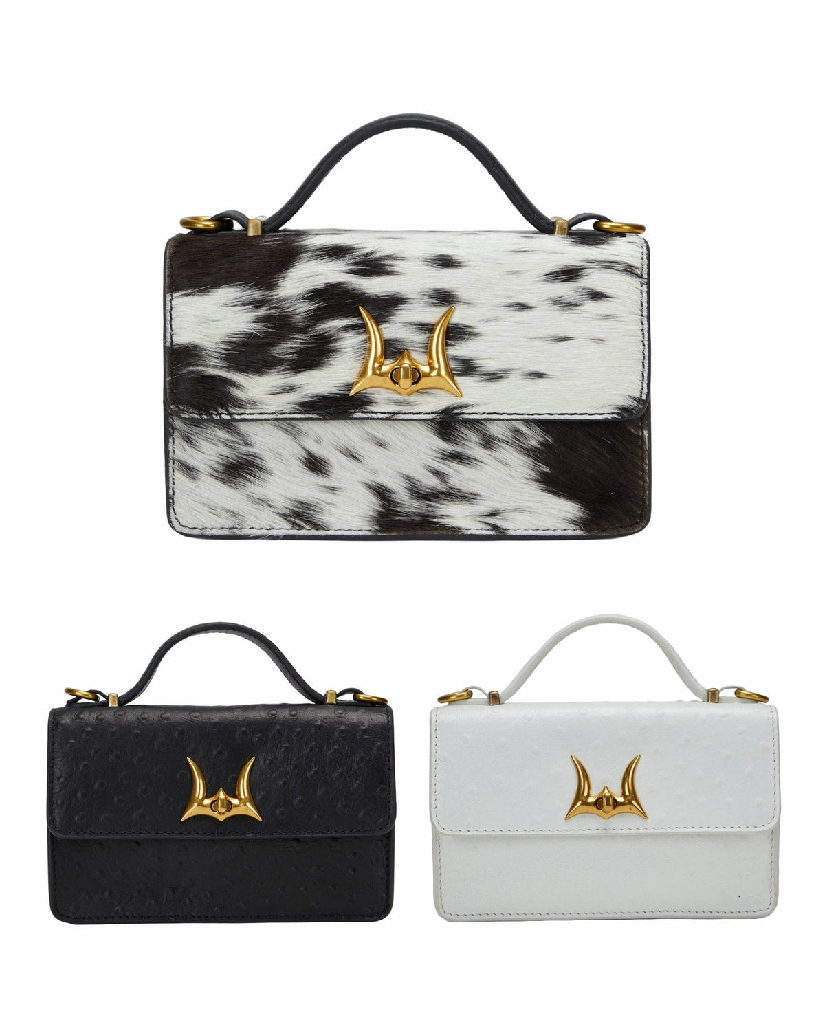 Loyal West Valencia Ostrich Leather Bag - Black