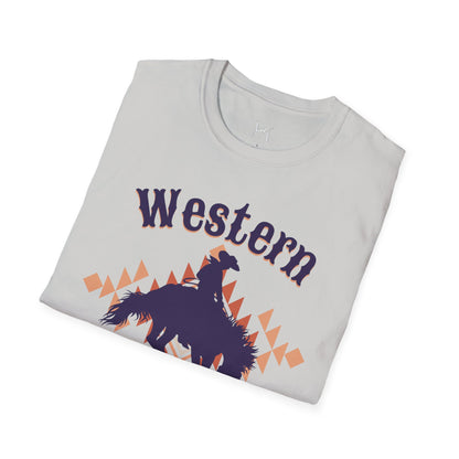 Western Rodeo Unisex Softstyle T-Shirt – Casual Cowboy Vibe, Perfect for Rodeo Events and Friends Gatherings