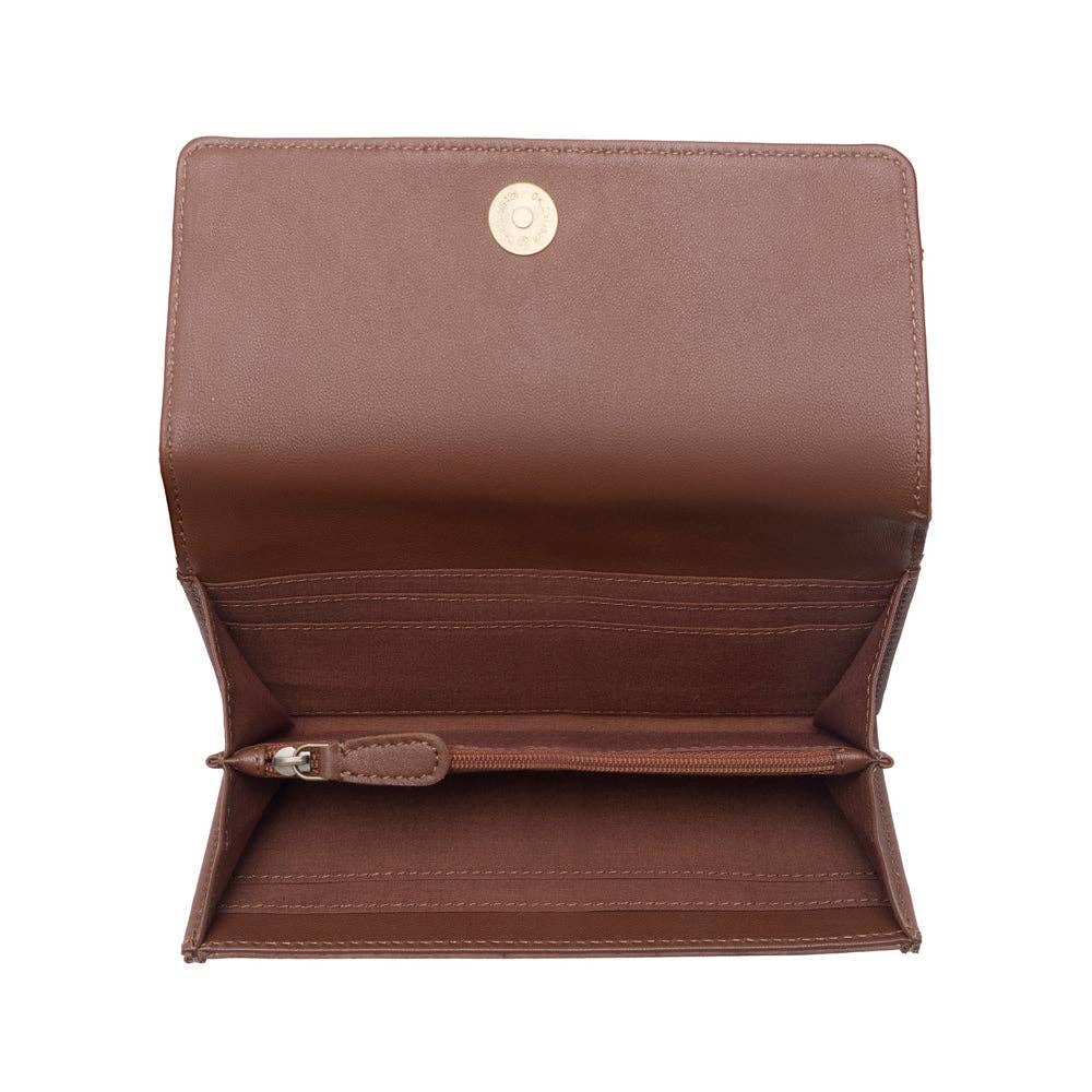 Rustwood Concho Leather Women’s Wallet in Charcoal Cream