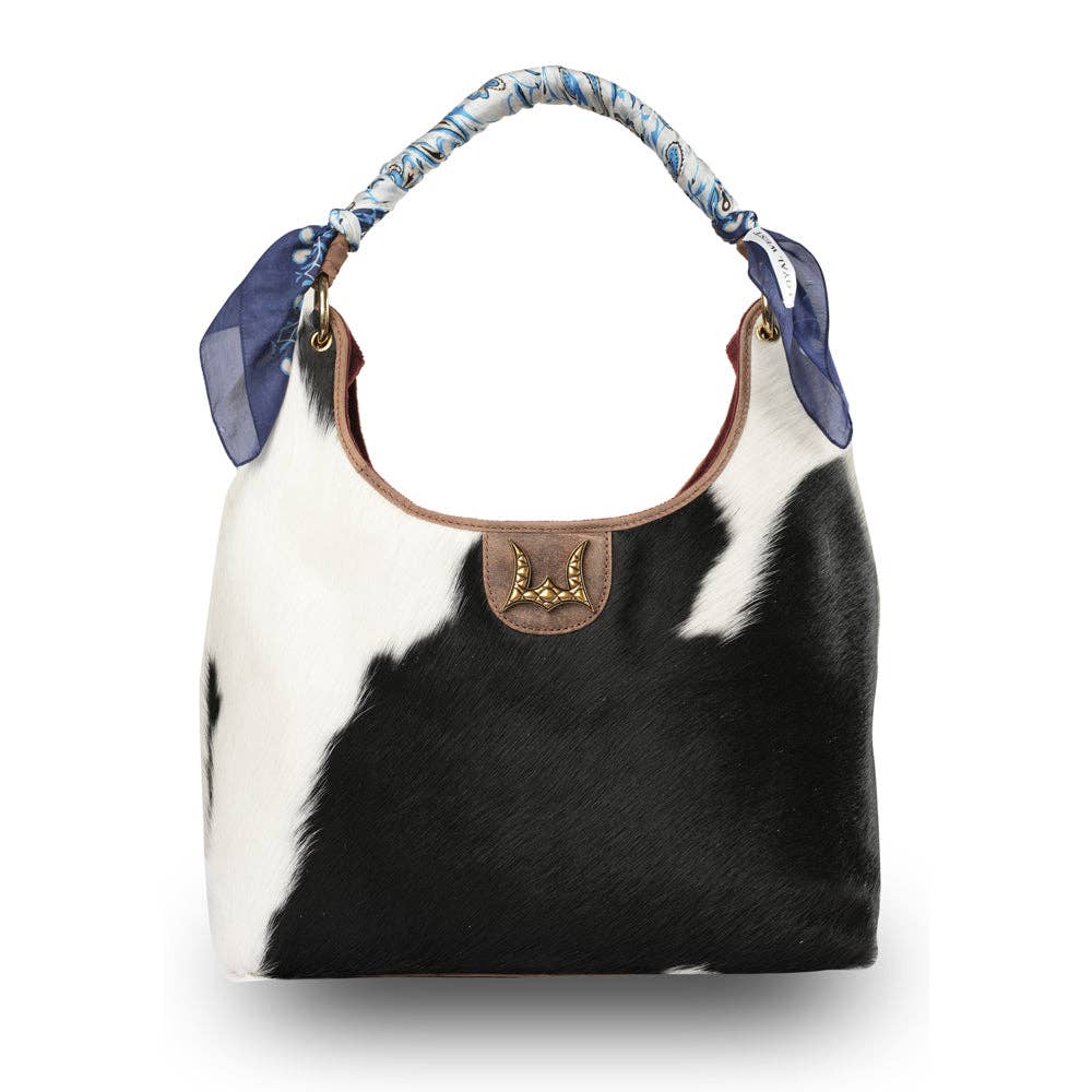 LW Medium Purse - Black & White Cowhide