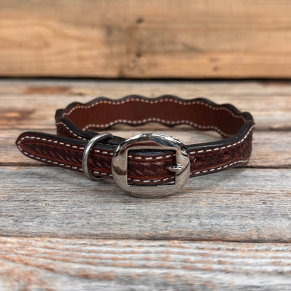 Medium Oil Genuine Leather Dog Collars Sizes 10"-28"