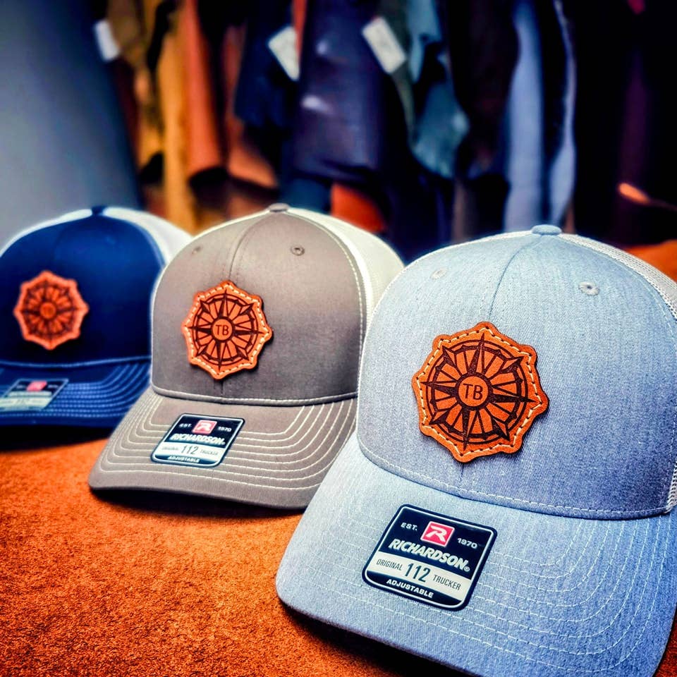 Custom Logo Leather Patch Hat - Patches are sewn, not glued!