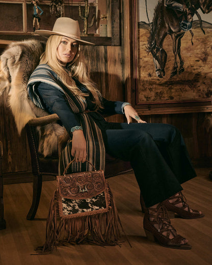 Loyal West Classic Flap Medium Tassle Bag Cowhide And Calfskin