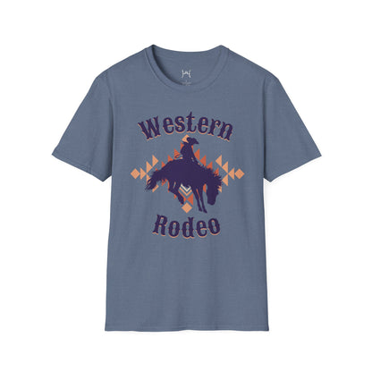 Western Rodeo Unisex Softstyle T-Shirt – Casual Cowboy Vibe, Perfect for Rodeo Events and Friends Gatherings