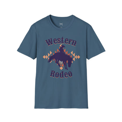 Western Rodeo Unisex Softstyle T-Shirt – Casual Cowboy Vibe, Perfect for Rodeo Events and Friends Gatherings