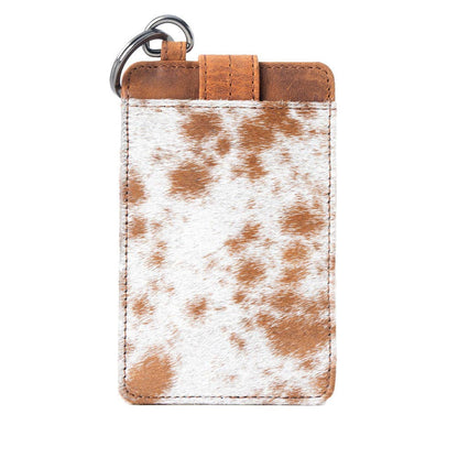 Roper Card Holder for Women in brown with hair-on detail